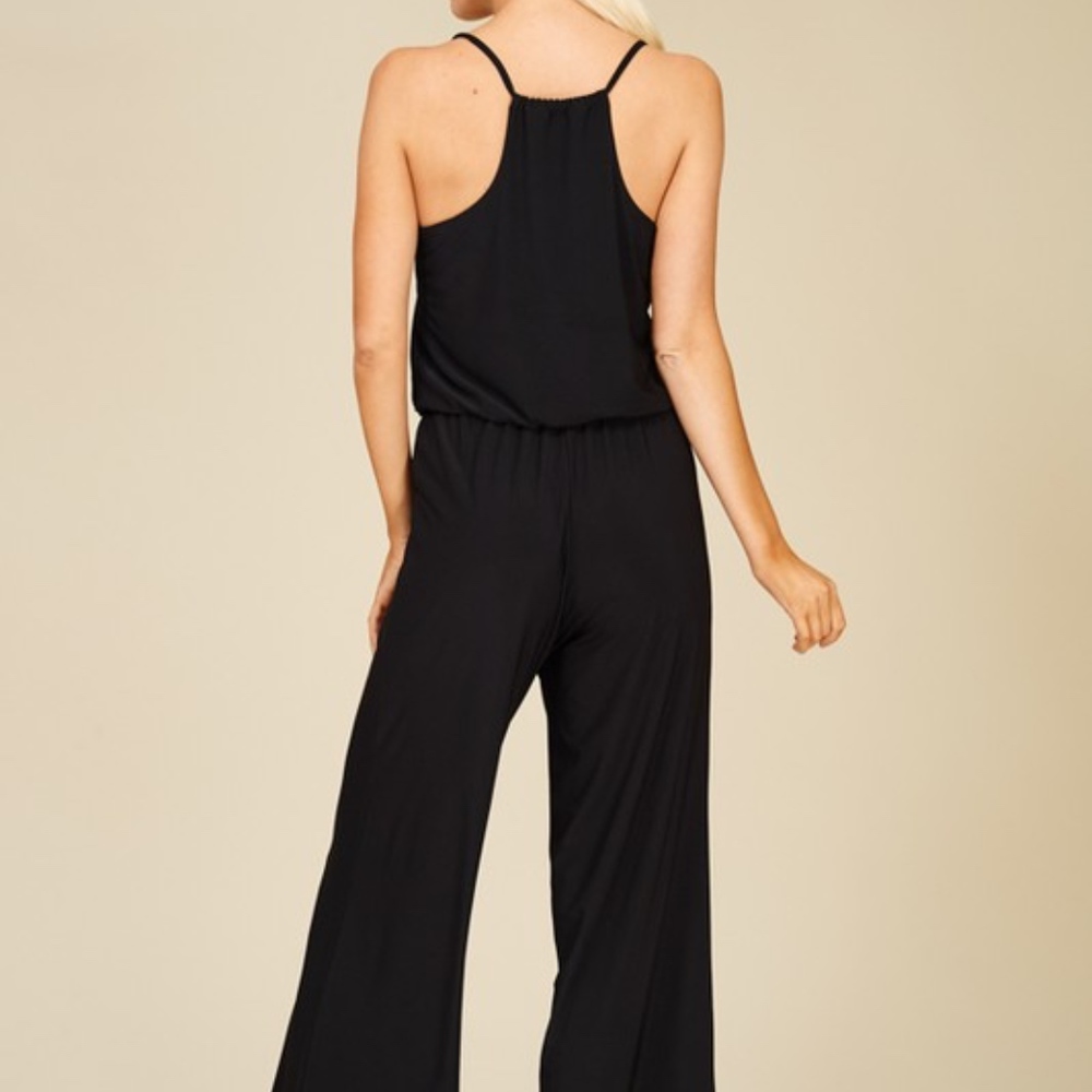 Plus Size Wide Leg Flared Jumpsuit Black - Picture 3 of 7